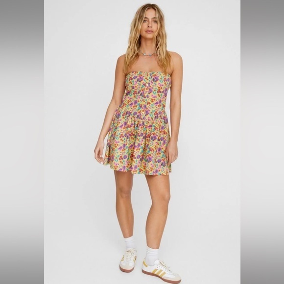 NWOT Nasty Gal Yellow Floral Dress - Picture 1 of 12